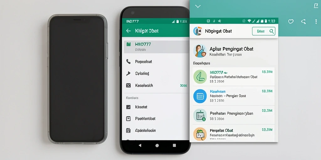 Antarmuka pengguna aplikasi Pengingat Obat IND777 yang intuitif.