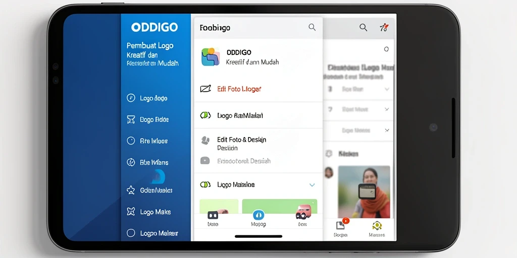 Antarmuka pengguna ODDIGO untuk mendesain logo yang menarik dan mudah digunakan.