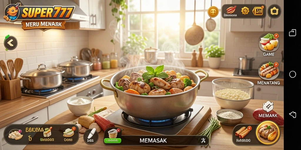 Tampilan antarmuka <strong>SUPER777</strong> dengan berbagai pilihan masakan yang menggugah selera.