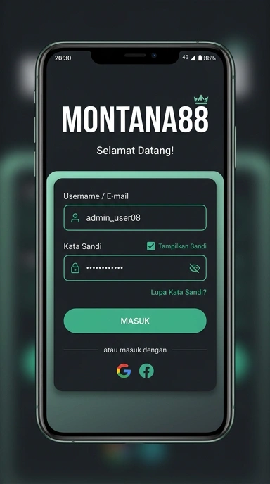 Tampilan halaman login montana88